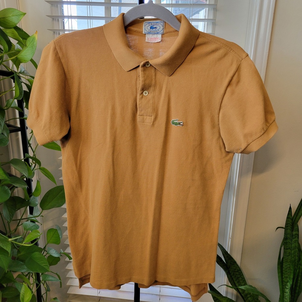 Vintage Izod Lacoste Mens Mustard Tan Cotton Pique Polo Shirt Size L Patron